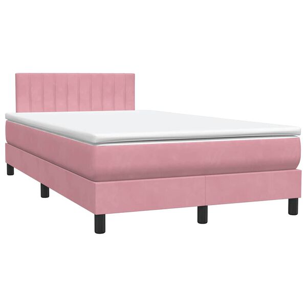 vidaXL Boxspringbett mit Matratze Rosa 120x220 cm Samt