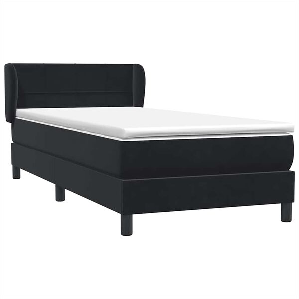 vidaXL Boxspringbett mit Matratze Schwarz 90x220 cm Samt