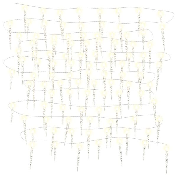 vidaXL Weihnachts-Eiszapfen-Licht 100 LEDs Warmweiß 10 m Acryl PVC