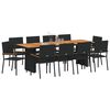 vidaXL Garten Essgruppe 11 pcs Schwarz Poly-Rattan