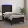 vidaXL Boxspringbett mit Matratze & LED Schwarz 90x190 cm Kunstleder