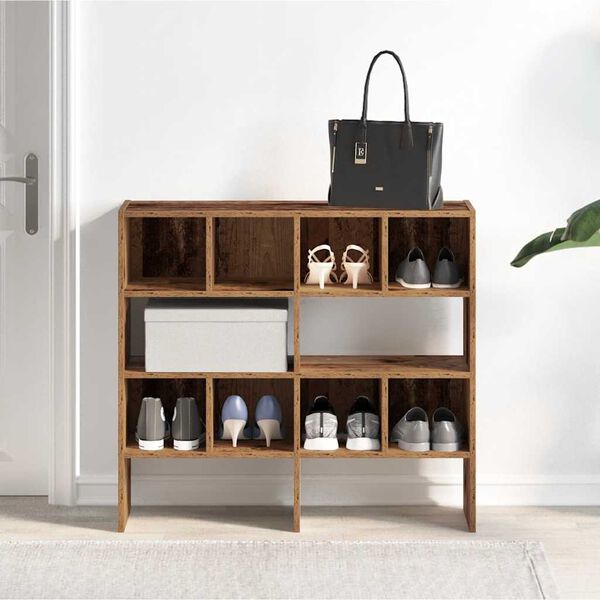 vidaXL Schuhregale 2 Stk. Stapelbar Altholz-Optik 89,5x30x40 cm