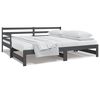 vidaXL Tagesbett Ausziehbar Grau 2x(80x200) cm Massivholz Kiefer