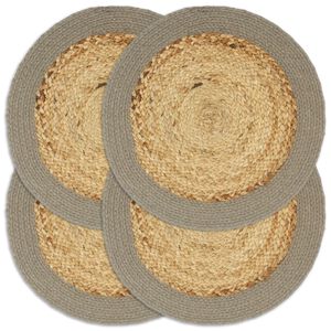 vidaXL Tischsets 4 Stk. Natur und Grau 38 cm Jute und Baumwolle