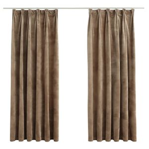 vidaXL Verdunkelungsvorh&auml;nge mit Haken 2 Stk. Samt Beige 140x175cm