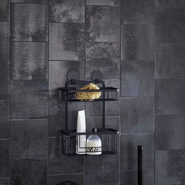 Kleine Wolke Doppelter Duschkorb Rocco Rechteckig Schwarz