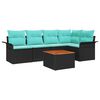 vidaXL Gartensofa-set 6 stk. 5-Sitzanzahl Schwarz und T&uuml;rkis