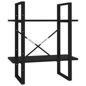 vidaXL B&uuml;cherregal 2 F&auml;cher Schwarz 60x30x70 cm Holzwerkstoff