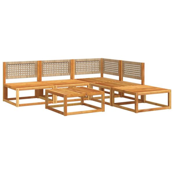 vidaXL 6-tlg. Gartensofa-Set mit Kissen Holz Akazie & Rattan