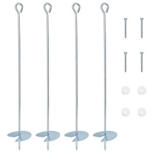vidaXL Erdanker 4 stk. Galvanisiertes Metall Silber