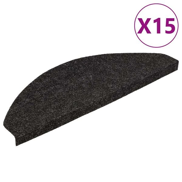 vidaXL Stufenmatten Selbstklebend 15 Stk. 56x17x3 cm Schwarz