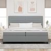 vidaXL Boxspringbett mit Matratze mit LED Hellgrau 200 x 200 cm Stoff