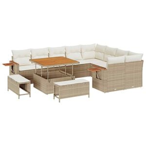 vidaXL Gartensofa-set 12 stk. Beige Poly-Rattan