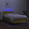 vidaXL Boxspringbett mit Matratze & LED Gr&uuml;n 100x200 cm Stoff