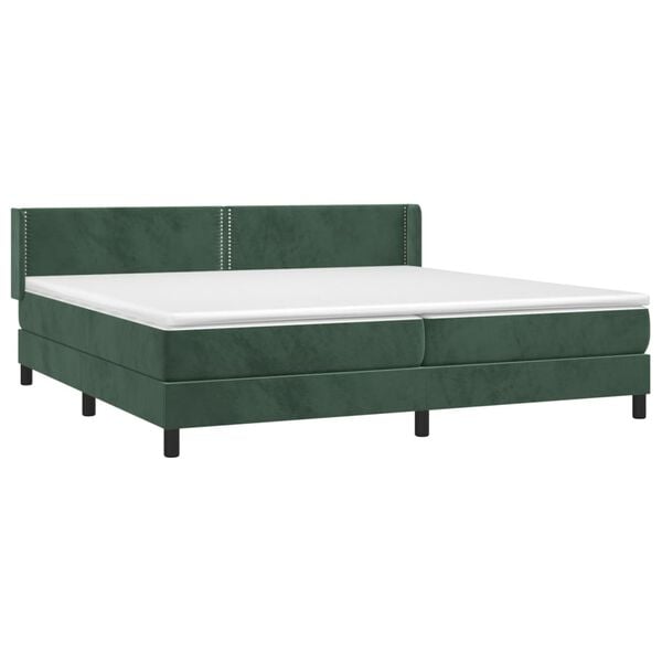 vidaXL Boxspringbett mit Matratze Dunkelgr&uuml;n 200x200 cm Samt