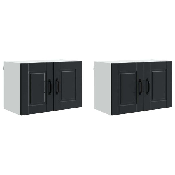 vidaXL K&uuml;chenschrank 2 pcs Schwarz 60 x 31 x 40 cm Holzwerkstoff