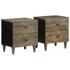 vidaXL Nachttische 2 St&uuml;ck Hellgrau 40x33x46 cm Massivholz Mango