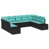 vidaXL Gartensofa-set 9 stk. 8-Sitzanzahl Schwarz und T&uuml;rkis