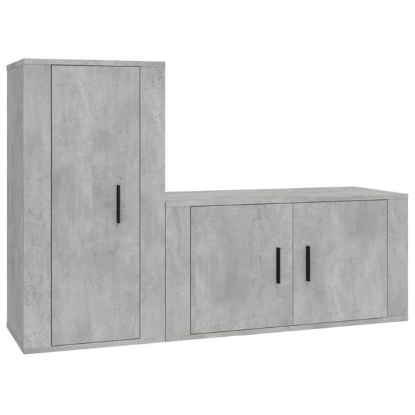 vidaXL 2-tlg. TV-Schrank-Set Betongrau Holzwerkstoff