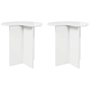 vidaXL Beistelltisch 2 pcs Hochglanz Wei&szlig; &Oslash; 39 x 38 cm Holzwerkstoff