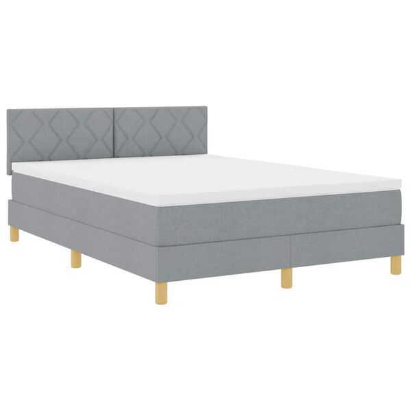 vidaXL Boxspringbett mit Matratze Hellgrau 140 x 200 cm Stoff