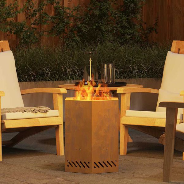 vidaXL Rauchfreier Feuerkorb Braun 38 x 38 x 51 cm Stahl