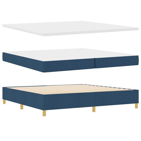 vidaXL Boxspringbett mit Matratze mit Kopfteil Blau 200 x 200 cm Stoff