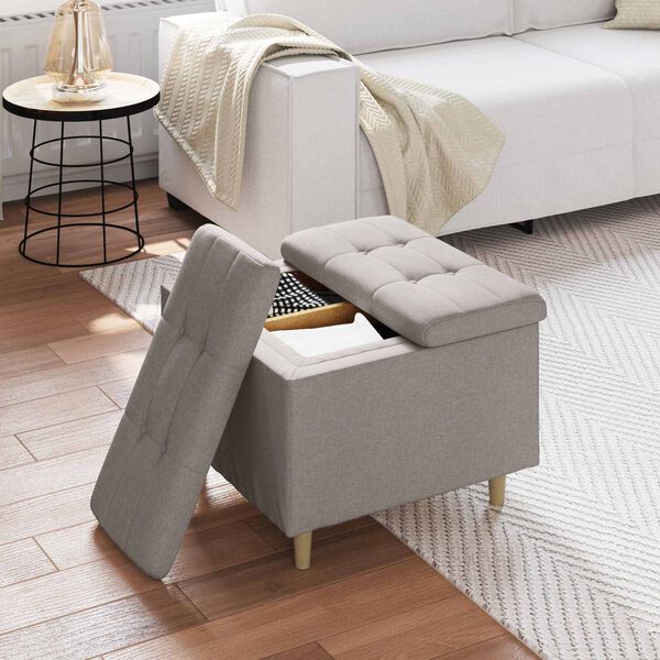vidaXL Knopf Hocker mit Kissen Taupe 60 x 60 x 45 cm Stoff