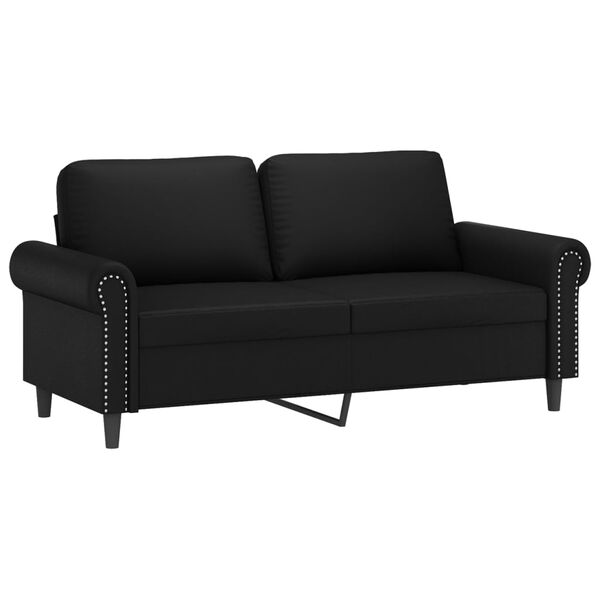 vidaXL 2-Sitzer-Sofa mit Kissen Schwarz 140 cm Kunstleder