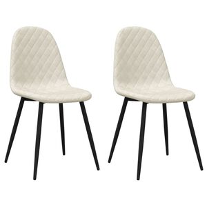 vidaXL Esszimmerstühle 2 Stk. Cremeweiß Samt