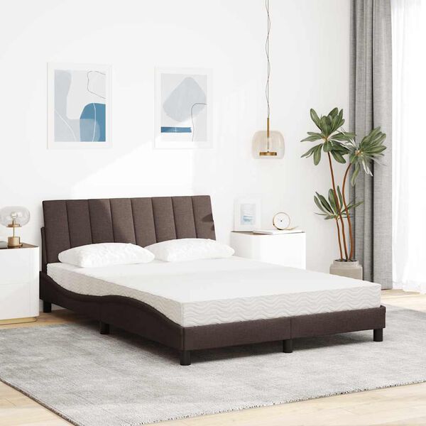 vidaXL Bett mit Matratze "Hanko" Dunkelbraun 140x190 cm Stoff