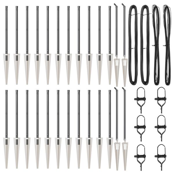 vidaXL Zaunpfosten Sonstiges 26 pcs Grau 3,2 x 3,2 x 60 cm Stahl