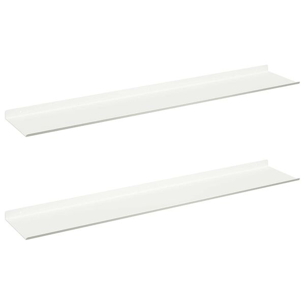 vidaXL Schwebendes Regal 2 pcs Wei&szlig; 100 x 18 x 2,5 cm Stahl