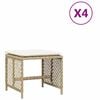 vidaXL Gartenhocker mit Kissen 4 Stk. Beige 41x41x36 cm Poly Rattan