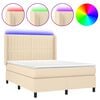 vidaXL Boxspringbett mit Matratze & LED Creme 140x200 cm Stoff