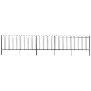 vidaXL Gartenzaun mit Rundbogen Stahl 838 x 150 cm Schwarz