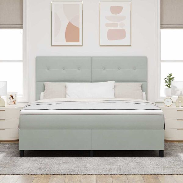 vidaXL Boxspringbett mit Matratze Hellgrau 180 x 200 cm Samt