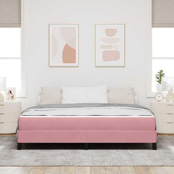 vidaXL Boxspringbett mit Matratze Rosa 180 x 210 cm Stoff