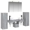 vidaXL Badezimmerm&ouml;bel-Set 6 Stk. Grau Sonoma Ingenieurholz und Glas