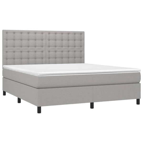 vidaXL Boxspringbett mit Matratze Hellgrau 160x200 cm Stoff