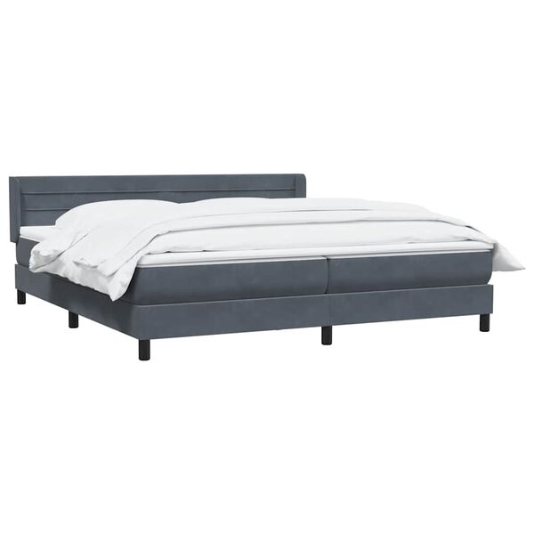 vidaXL Boxspringbett mit Matratze Dunkelgrau 180x210 cm Samt