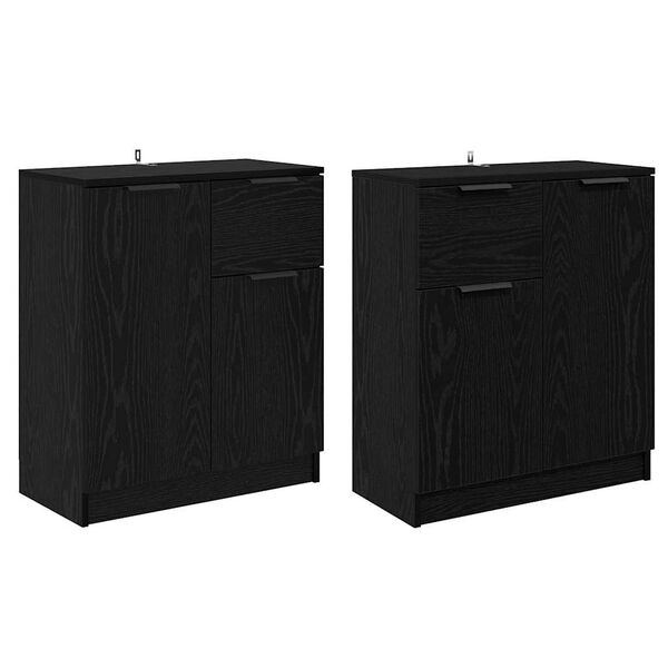 vidaXL Sideboards 2 pcs Schwarz Eichen-Optik 60 x 30 x 70 cm
