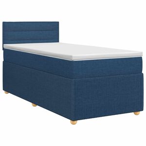 vidaXL Boxspringbett mit Matratze mit Kopfteil Blau 100 x 200 cm Stoff