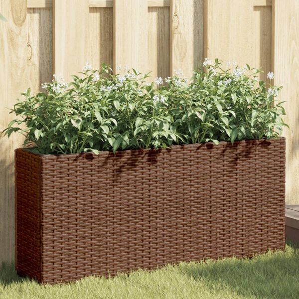 vidaXL Pflanzk&uuml;bel mit 2 T&ouml;pfen 2 Stk. Braun 90x20x40 cm Poly Rattan