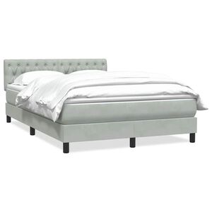 vidaXL Boxspringbett mit Matratze Hellgrau 160x210 cm Samt