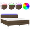 vidaXL Boxspringbett mit Matratze & LED Dunkelbraun 180x200 cm Stoff