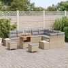 vidaXL Gartensofa-set mit Kissen mit Speicher 12 pcs Beige Poly Rattan