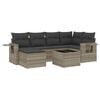vidaXL 7-tlg. Garten-Sofagarnitur mit Kissen Hellgrau Poly Rattan