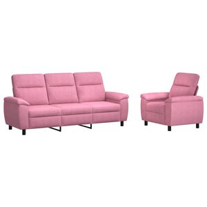 vidaXL Sofa-Set 2 pcs Rosa Stoff