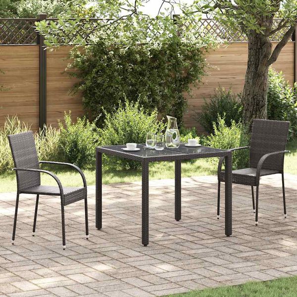 vidaXL Stapelbare Gartenst&uuml;hle 2 Stk. Poly Rattan Braun